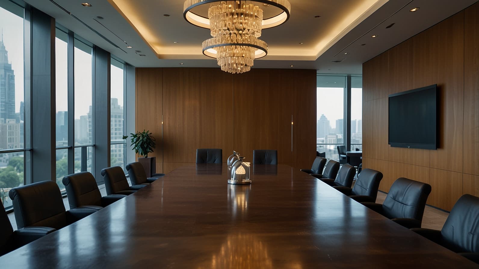 Executive conference room with Arabic business leaders